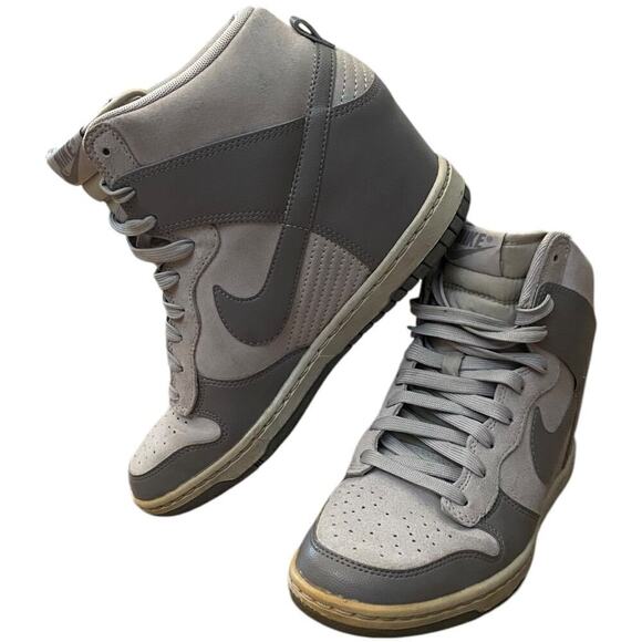 2013 Nike Dunk High Womens Gray Size US 8 Lace Up Athletic Wedge 52899-005 - Picture 3 of 12